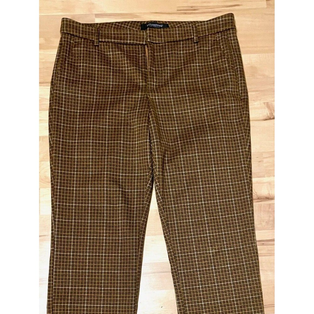 Liverpool LA Kelsey Brown Plaid Knit Ankle Trousers – Size 14/31 (27” Inseam)